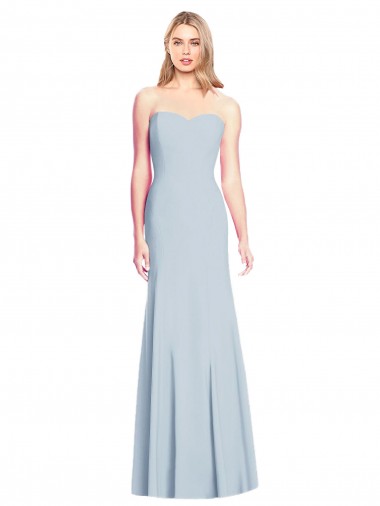 Long Sleeveless Stretch Crepe Light Sky Blue Sweetheart Trumpet Formal Dress / Bridesmaid Dress Colchester