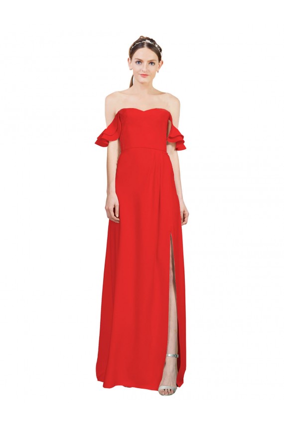 Long Sleeveless Stretch Crepe Red A-Line Formal Evening Gown / Prom Dress / Bridesmaid Dress Colchester