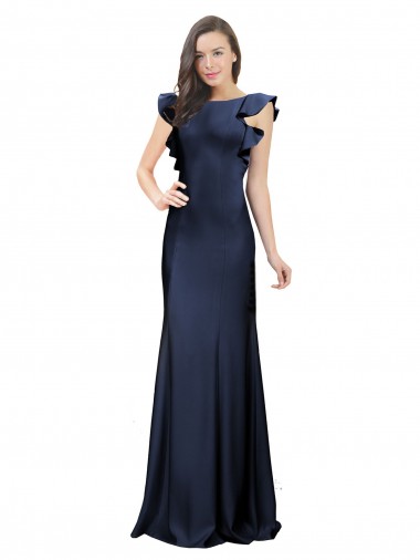 Long Sleeveless Stretch Crepe Dark Navy Mermaid Prom Dress / Bridesmaid Dress Colchester