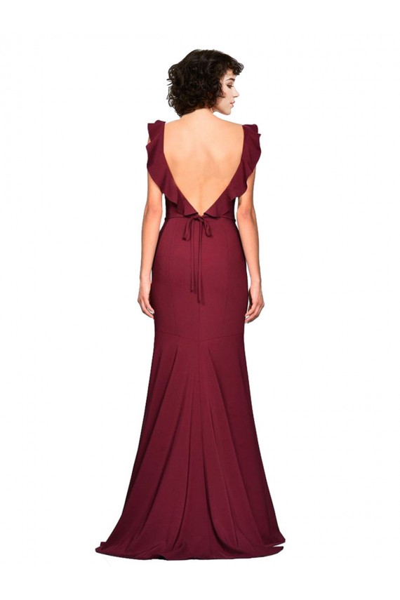 Long Sleeveless Stretch Crepe Burgundy Mermaid Prom Dress / Bridesmaid Dress Colchester