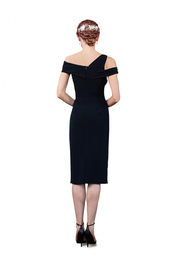 Cocktail Length Sleeveless Stretch Crepe Dark Navy Mermaid Formal Evening Gown / Prom Dress / Bridesmaid Dress Colchester