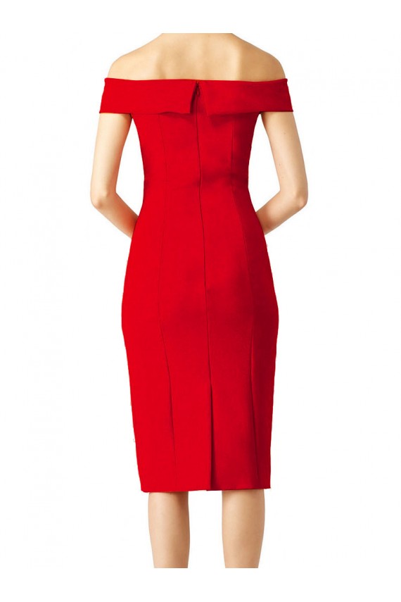Cocktail Length Sleeveless Stretch Crepe Red Sheath Formal Evening Gown / Prom Dress / Bridesmaid Dress Colchester