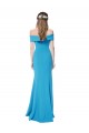 Long Sleeveless Stretch Crepe Peacock Blue Sheath Formal Dress / Bridesmaid Dress Colchester