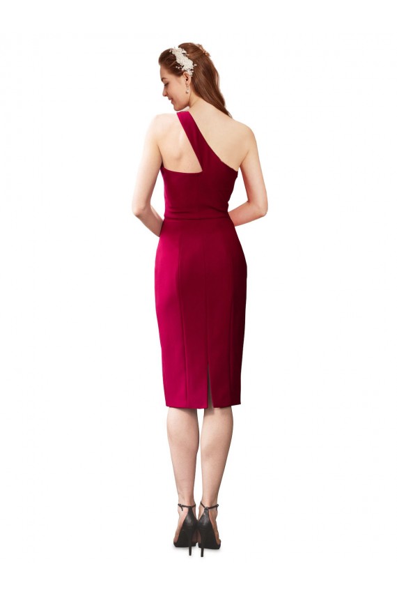 Cocktail Length Sleeveless Stretch Crepe Black Sheath Formal Evening Gown / Prom Dress / Bridesmaid Dress Colchester