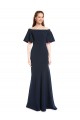 Short Sleeves Long Stretch Crepe Dark Navy Mermaid Bridesmaid Dress / Formal Dress Colchester