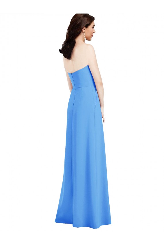 Long Sleeveless Stretch Crepe Peacock Blue Strapless Trumpet Semi Formal Evening Dress / Prom Dress / Bridesmaid Dress Colchester