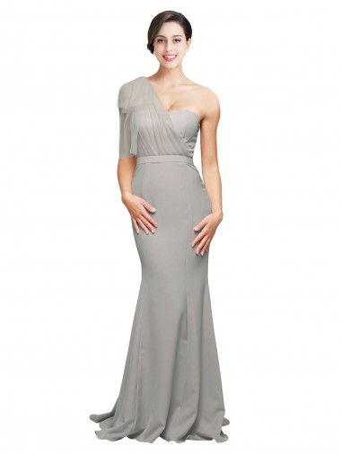 Sweep Train Sleeveless Stretch Crepe & Tulle Oyster Silver Mermaid Formal Evening Gown / Prom Dress / Bridesmaid Dress Colchester
