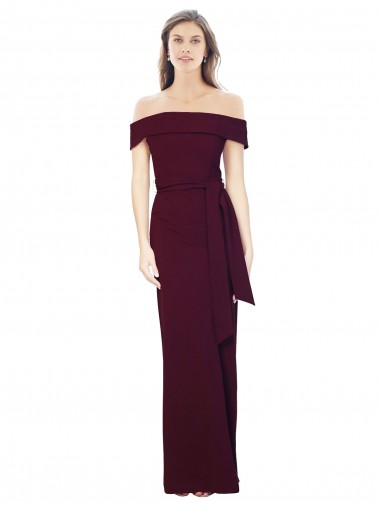 Long Sleeveless Stretch Crepe Burgundy Gold Off the Shoulder Mermaid Formal Evening Gown / Prom Dress / Bridesmaid Dress Colchester