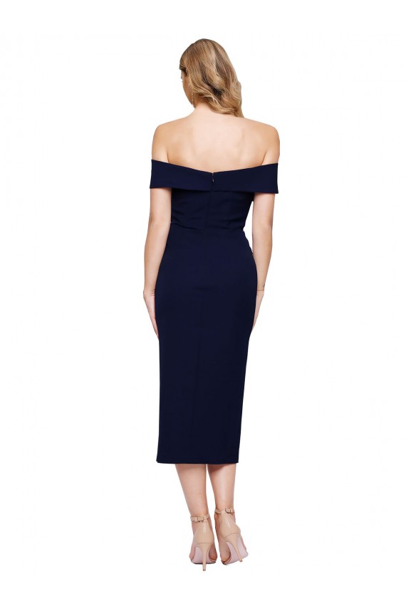 Midi Length Sleeveless Stretch Crepe Dark Navy Mermaid Formal Evening Gown / Prom Dress / Bridesmaid Dress Colchester
