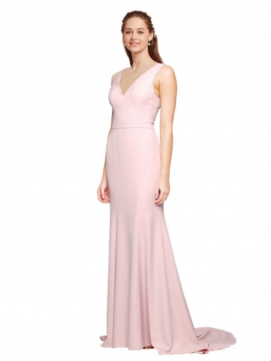 Sweep Train Sleeveless Stretch Crepe Pink A-Line Black Tie Evening Dress / Prom Dress / Bridesmaid Dress Colchester