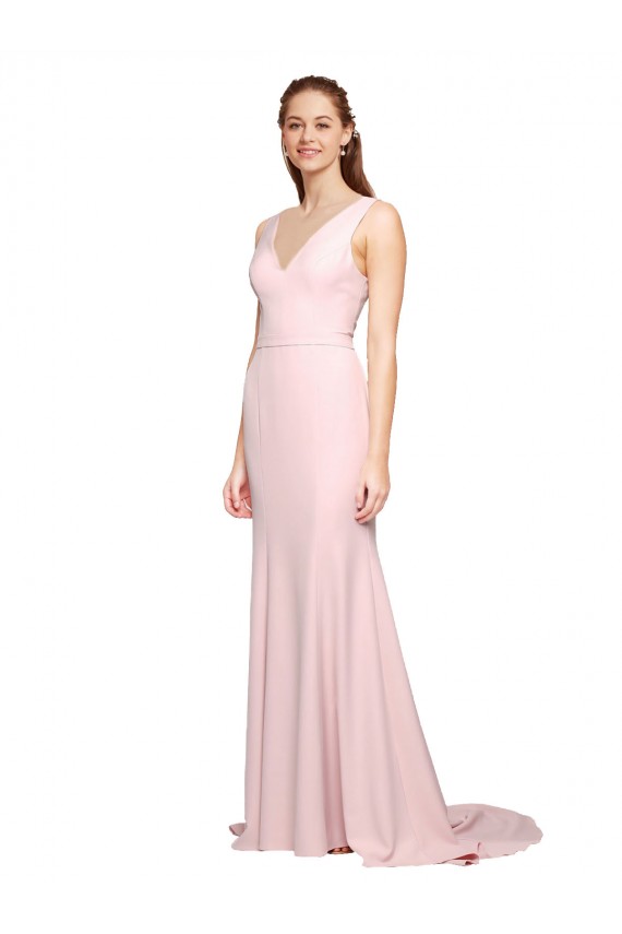 Sweep Train Sleeveless Stretch Crepe Pink A-Line Black Tie Evening Dress / Prom Dress / Bridesmaid Dress Colchester