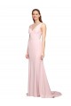 Sweep Train Sleeveless Stretch Crepe Pink A-Line Black Tie Evening Dress / Prom Dress / Bridesmaid Dress Colchester