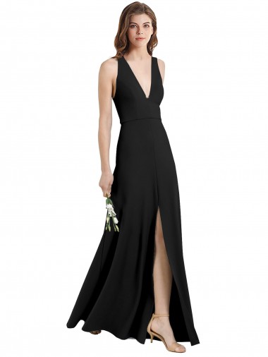Long Sleeveless Stretch Crepe Black Halter Neck Sheath Formal Evening Gown / Prom Dress / Bridesmaid Dress Colchester
