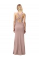 Long Sleeveless Stretch Crepe Dusty Pink Sheath Prom Dress / Bridesmaid Dress Colchester