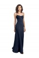 Long Sleeveless Stretch Crepe Dark Navy Sheath Formal Dress / Bridesmaid Dress Colchester