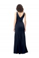 Long Sleeveless Stretch Crepe Dark Navy V-Neck A-Line Formal Dress / Bridesmaid Dress Colchester