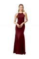 Long Sleeveless Stretch Crepe Burgundy Gold Mermaid Formal Evening Gown / Prom Dress / Bridesmaid Dress Colchester