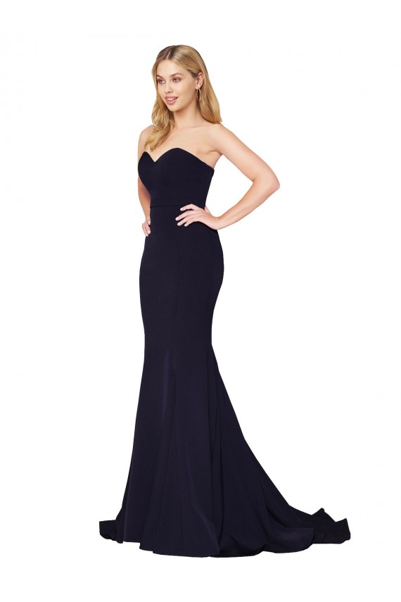 Sweep Train Sleeveless Stretch Crepe Dark Navy Mermaid Formal Evening Gown / Prom Dress / Bridesmaid Dress Colchester