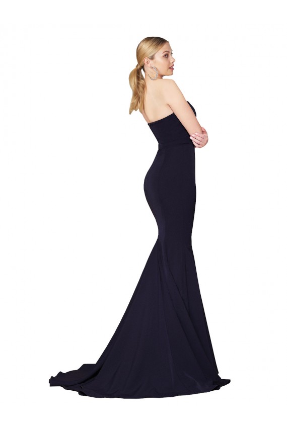 Sweep Train Sleeveless Stretch Crepe Dark Navy Mermaid Formal Evening Gown / Prom Dress / Bridesmaid Dress Colchester