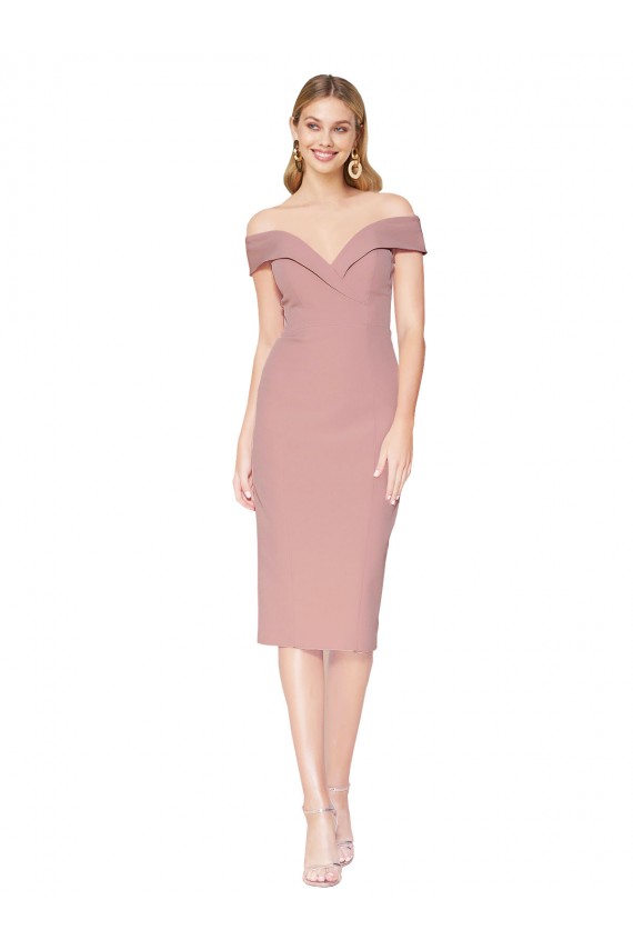 Knee Length Sleeveless Stretch Crepe Dusty Pink Mermaid Black Tie Evening Gown / Prom Dress / Bridesmaid Dress Colchester