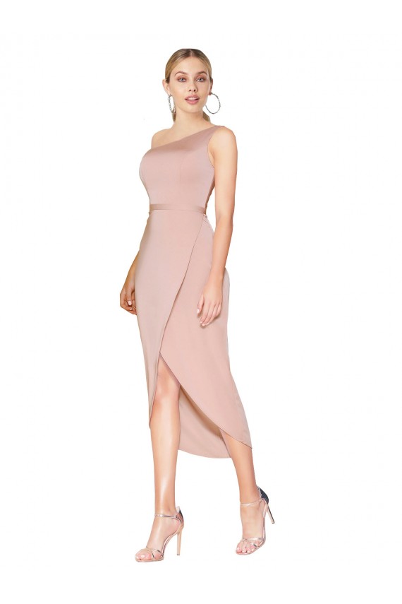 Knee Length Sleeveless Stretch Crepe Mauve Mermaid Formal Dress / Bridesmaid Dress Colchester