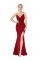 Long Sleeveless Stretch Crepe Burgundy High Neck Mermaid Formal Evening Gown / Prom Dress / Bridesmaid Dress Colchester