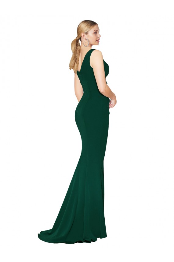 Long Sleeveless Stretch Crepe Midnight Green Mermaid Formal Evening Gown / Prom Dress / Bridesmaid Dress Colchester