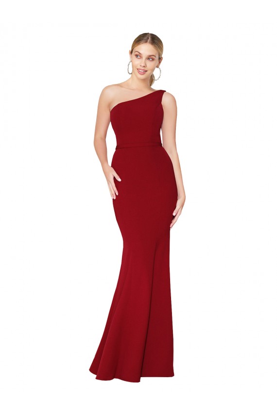 Long Sleeveless Stretch Crepe Burgundy Mermaid Formal Evening Gown / Prom Dress / Bridesmaid Dress Colchester