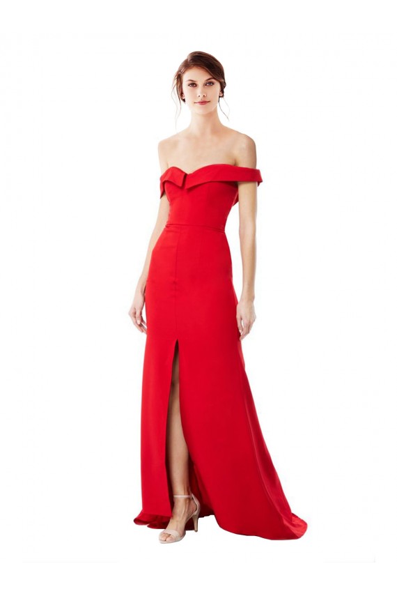 Long Sleeveless Stretch Crepe Red A-Line Bridesmaid Dress / Evening Dress Colchester