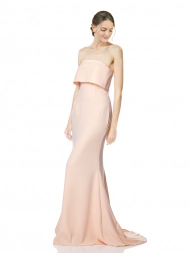 Long Sleeveless Stretch Crepe Nude Mermaid Black Tie Evening Gown / Prom Dress / Bridesmaid Dress Colchester