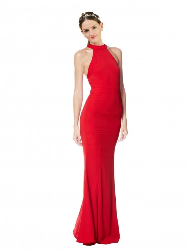 Long Sleeveless Stretch Crepe Red Mermaid Prom Dress / Bridesmaid Dress Colchester