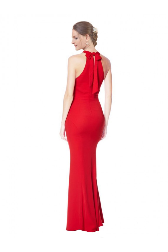 Long Sleeveless Stretch Crepe Red Mermaid Prom Dress / Bridesmaid Dress Colchester