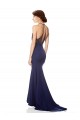 Long Sleeveless Stretch Crepe Navy Blue Mermaid Bridesmaid Dress / Formal Dress Colchester