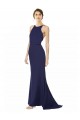 Long Sleeveless Stretch Crepe Navy Blue Mermaid Formal Evening Gown / Prom Dress / Bridesmaid Dress Colchester