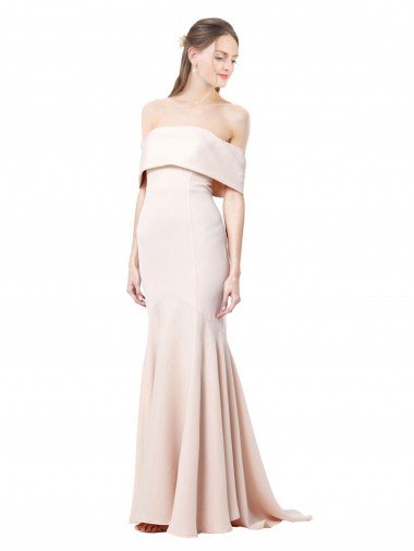 Long Sleeveless Stretch Crepe Nude Mermaid Formal Evening Gown / Prom Dress / Bridesmaid Dress Colchester