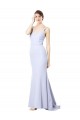 Long Sleeveless Stretch Crepe Light Sky Blue Mermaid Evening Gown / Prom Dress / Bridesmaid Dress Colchester