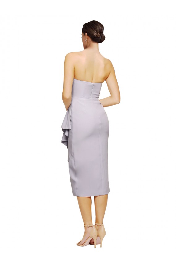 Cocktail Length Sleeveless Stretch Crepe Arctic Lilac Sheath High Low Evening Gown / Prom Dress / Bridesmaid Dress Colchester
