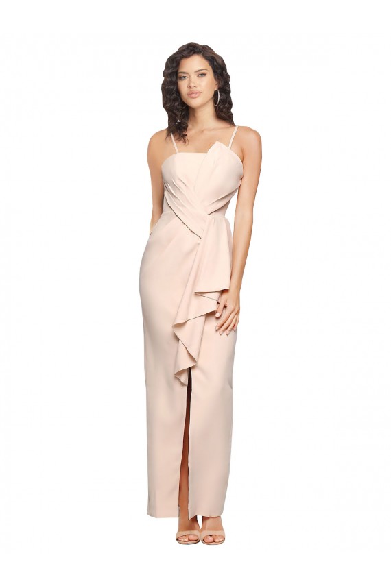 Long Sleeveless Stretch Crepe Nude Sheath Semi Formal Evening Dress / Prom Dress / Bridesmaid Dress Colchester