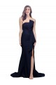 Sweep Train Sleeveless Stretch Crepe Dark Navy Sheath Semi Formal Evening Dress / Prom Dress / Bridesmaid Dress Colchester