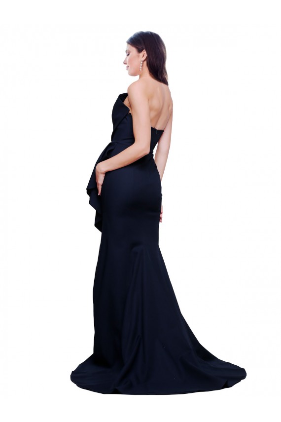 Sweep Train Sleeveless Stretch Crepe Dark Navy Sheath Semi Formal Evening Dress / Prom Dress / Bridesmaid Dress Colchester