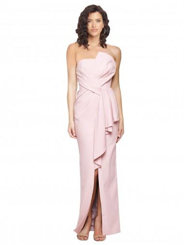 Long Sleeveless Stretch Crepe Pink Sheath Formal Dress / Bridesmaid Dress Colchester