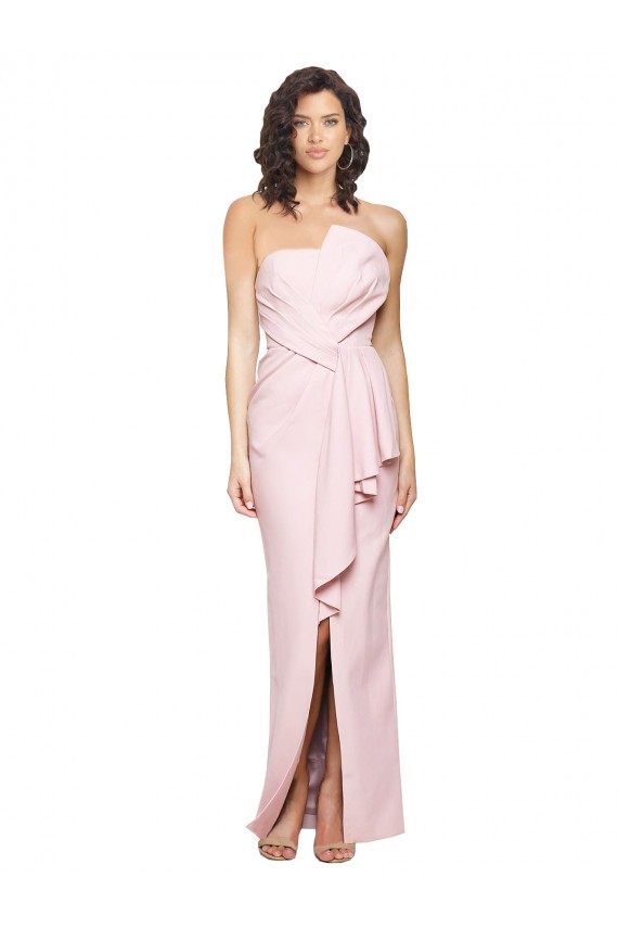 Long Sleeveless Stretch Crepe Pink Sheath Formal Dress / Bridesmaid Dress Colchester