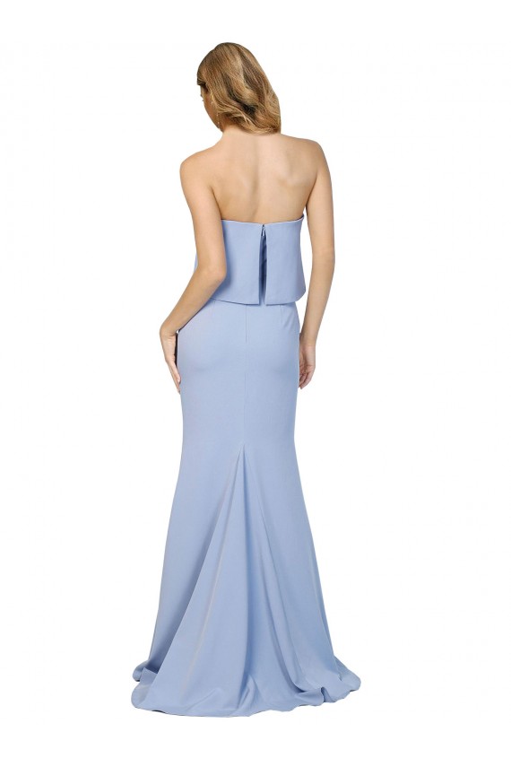Long Sleeveless Stretch Crepe Light Sky Blue A-Line Formal Dress / Bridesmaid Dress Colchester