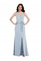Long Sleeveless Stretch Crepe Light Sky Blue Halter Neck A-Line Formal Evening Gown / Prom Dress / Bridesmaid Dress Colchester