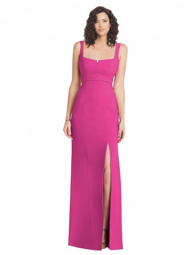 Long Sleeveless Stretch Crepe Fuchsia Trumpet Semi Formal Evening Dress / Prom Dress / Bridesmaid Dress Colchester