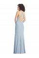 Long Sleeveless Stretch Crepe Light Sky Blue Halter Neck Trumpet Formal Evening Gown / Prom Dress / Bridesmaid Dress Colchester