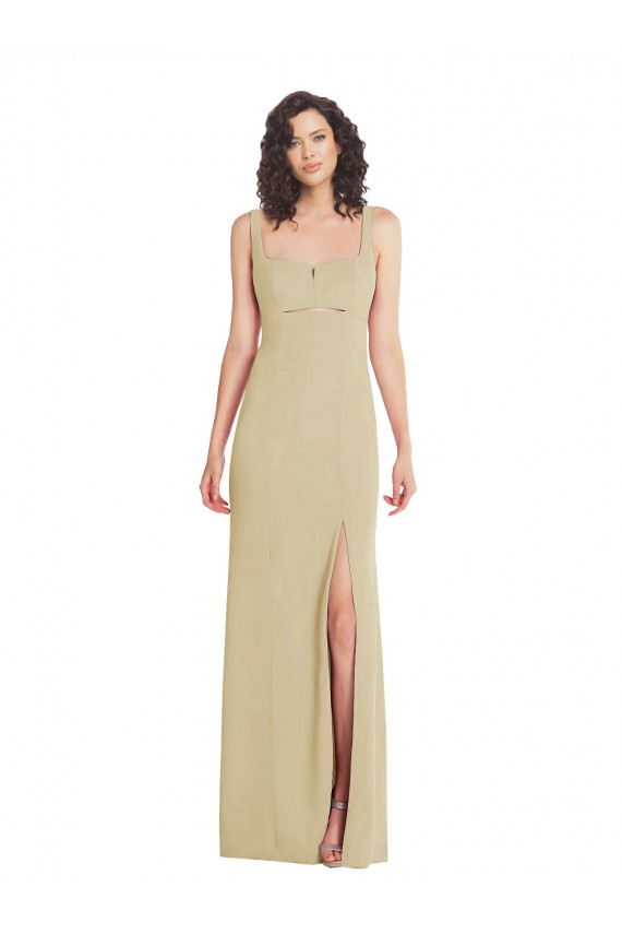 Long Sleeveless Stretch Crepe Champagne Trumpet Formal Evening Gown / Prom Dress / Bridesmaid Dress Colchester