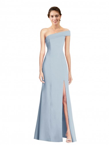 Long Sleeveless Stretch Crepe Light Sky Blue Off the Shoulder Trumpet Formal Evening Gown / Prom Dress / Bridesmaid Dress Colchester