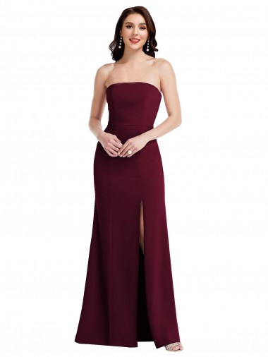 Long Sleeveless Stretch Crepe Burgundy Gold Trumpet Semi Formal Evening Dress / Prom Dress / Bridesmaid Dress Colchester