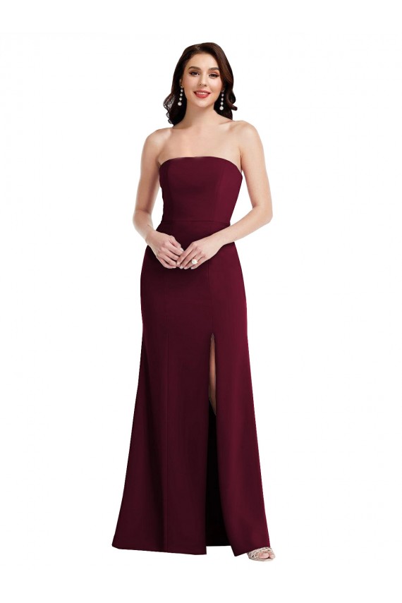 Long Sleeveless Stretch Crepe Burgundy Gold Trumpet Semi Formal Evening Dress / Prom Dress / Bridesmaid Dress Colchester